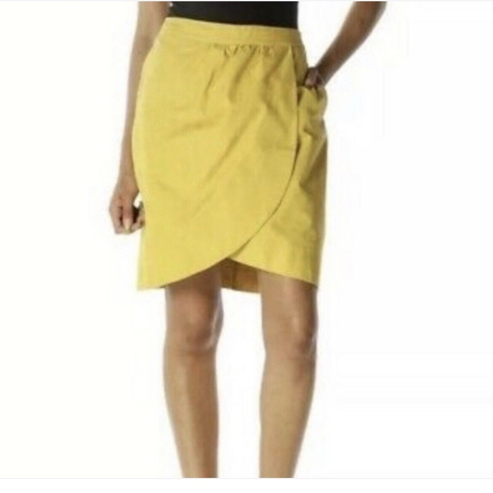 Anthropologie Yellow Wrap Skirt